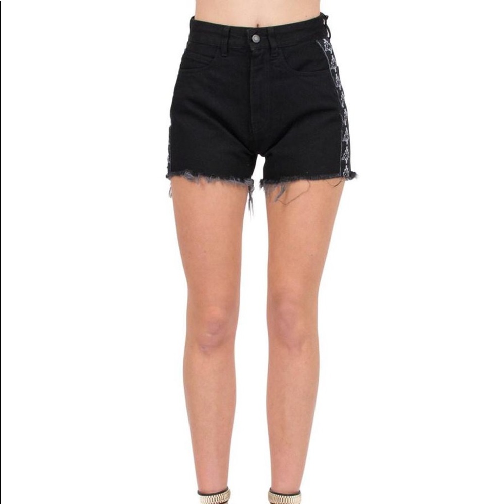 Marcelo Burlon Women's Black Kappa Denim Shorts